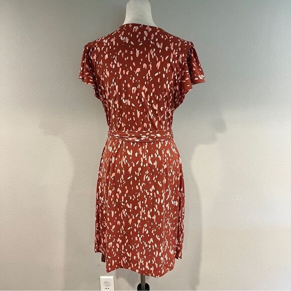 Nine West fake wrap flutter sleeves mini Dress size medium - Picture 6 of 13